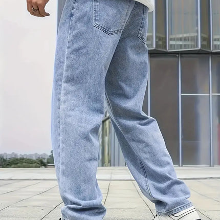 Vintage Straight-Leg Light Washed Men's Denim | Classic Comfort | Mid-Rise Fit | Versatile Style | 100% Cotton | Multiple Sizes | Light-Washed Blue | Durable Everyday Wear | Effortless Casual Look