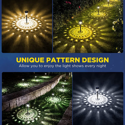 Solar Powered Landscape Lights | 10 Pack | High-Brightness with Mandala Pattern | Fast Charging & Long-Lasting | Weather Resistant | Easy Installation | Outdoor Decorative Lighting for Garden & Pathway