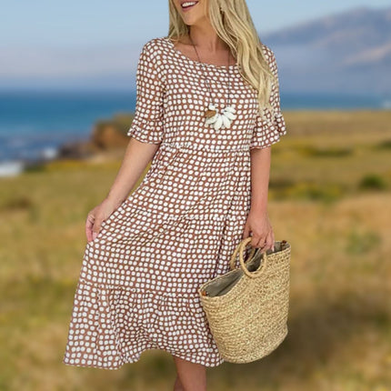 NOOSA | Breezy Dots Women's Dress | Lightweight Summer Comfort | Playful Pattern | Ruffled Silhouette