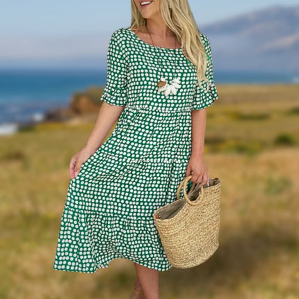 NOOSA | Breezy Dots Women's Dress | Lightweight Summer Comfort | Playful Pattern | Ruffled Silhouette