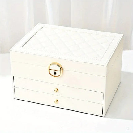 Leather Jewelry Storage Box | Multilayer Organizer | Durable Compact Design | Soft Interior Protection | Perfect for Rings & Necklaces | Stylish and Functional | Ideal for Women | 23x17x13.5 cm
