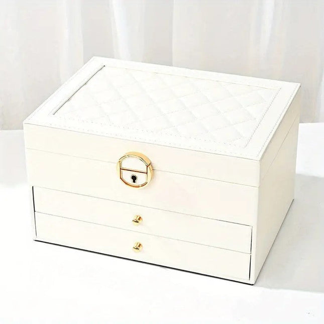 Leather Jewelry Storage Box | Multilayer Organizer | Durable Compact Design | Soft Interior Protection | Perfect for Rings & Necklaces | Stylish and Functional | Ideal for Women | 23x17x13.5 cm