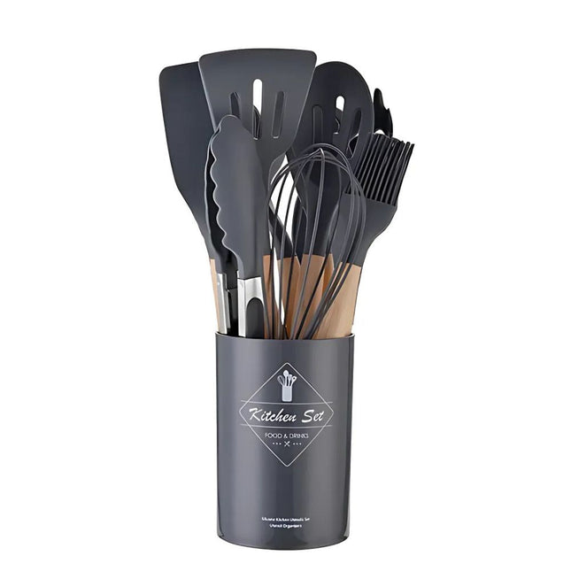 Versatile Silicone Non-Stick Kitchen Utensil Set | 12pc Collection | Heat-Resistant BPA-Free Silicone Tools | Includes Turner, Ladle, Tongs, Spatula & More | Safe for All Cookware | Dishwasher Safe