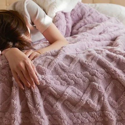 Thick Lambswool and Fleece Winter Blanket | Luxury Warm Layers | Breathable Insulation for Cold Weather Comfort