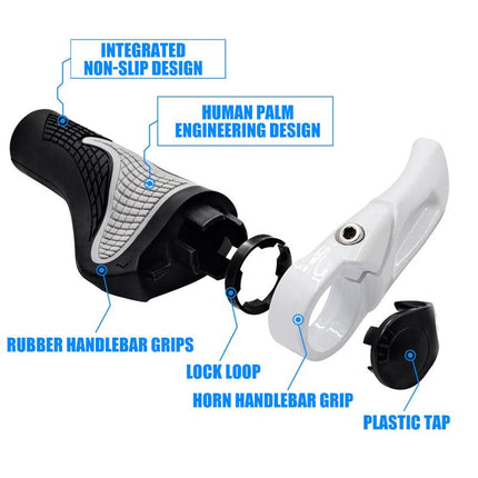 Ergonomic Bicycle Grips | Hand & Wrist Comfort | 180° Rotatable Handlebar Ends | Easy Installation | Universal Fit 22.2 mm Diameter | Unisex | Aluminum Alloy | Multiple Colors | 350g