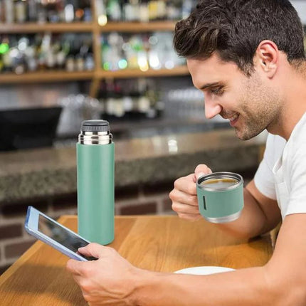 Stainless Steel 500ml Insulated Thermal Mug | Double-Walled Vacuum | 3 in 1 Set | Keeps Drinks Hot or Cold for 12 Hours | Includes Convenient Drinking Cup | Rust-Proof and Leak-Proof Design | Ideal for Travel & Daily Use