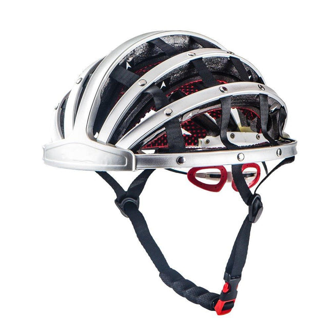 Foldable Cycling Helmet | Compact Design | EPS Lining | ABS Shell | 30 Ventilation Openings | Adjustable Fit | High Performance Padding | Adult Size 22-24 Inches | Black, White | Lightweight 225g