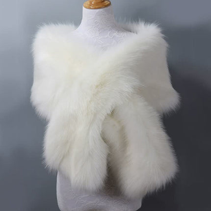 One-Size Plush Faux Fur Shawl | Adjustable Cape | Luxurious & Cozy Wrap | Acrylic Blend | Multiple Colors | Perfect Gift