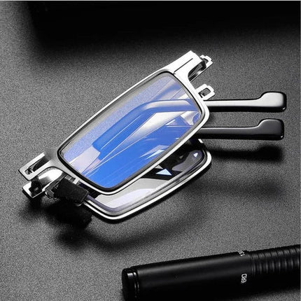 Ultralight Titanium Folding Reading Eyewear | Screwless Frame | Anti-Blue Light | Smart Zoom Progressive Lenses | Lightweight 22g | Multifocal Glasses for Indoor & Outdoor Use