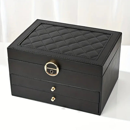 Leather Jewelry Storage Box | Multilayer Organizer | Durable Compact Design | Soft Interior Protection | Perfect for Rings & Necklaces | Stylish and Functional | Ideal for Women | 23x17x13.5 cm