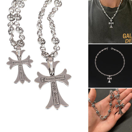 Gothic Cross Necklace | Vintage Silver Finish | Adjustable Chain 50cm to 80cm | Y2K Punk Style | Unisex Fashion Accessories | Retro Pendant Design | Lightweight Durable Materials | Ideal Gift for Goth Lovers