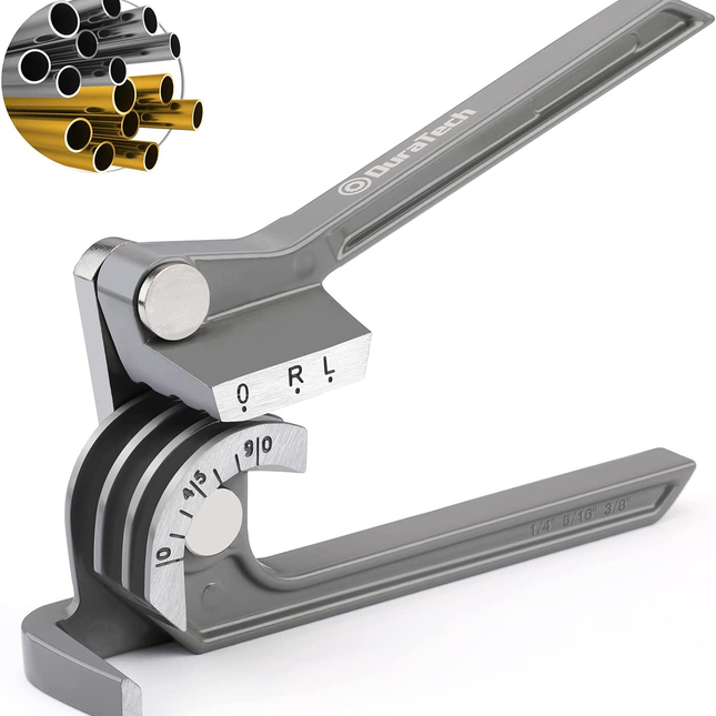 3-in-1 Tube Bender | 1/4" 5/16" 3/8" Bending Tool | For Copper Brass Aluminum Thin Steel | Lightweight Grey Aluminum | Ergonomic Handle | Precision Marks | Up to 90° Bends | Plumbing DIY Automotive