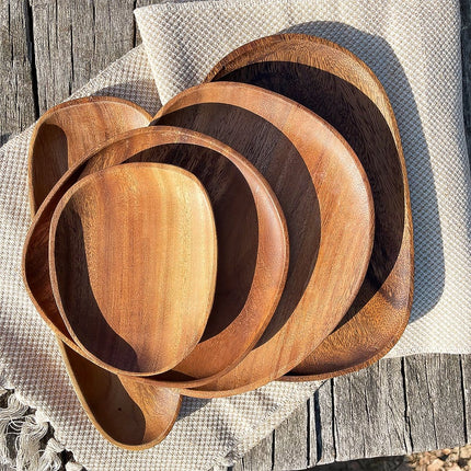 Acacia Wood Elegant Serving Platters | Rustic Durable Tableware | Indoor Dining & Outdoor Adventures | Lightweight Picnic Essential | Scratch & Water Resistant | Perfect Gift Idea | Unique Natural Finish