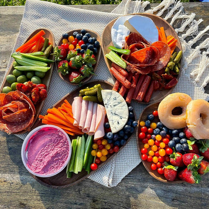 Acacia Wood Elegant Serving Platters | Rustic Durable Tableware | Indoor Dining & Outdoor Adventures | Lightweight Picnic Essential | Scratch & Water Resistant | Perfect Gift Idea | Unique Natural Finish