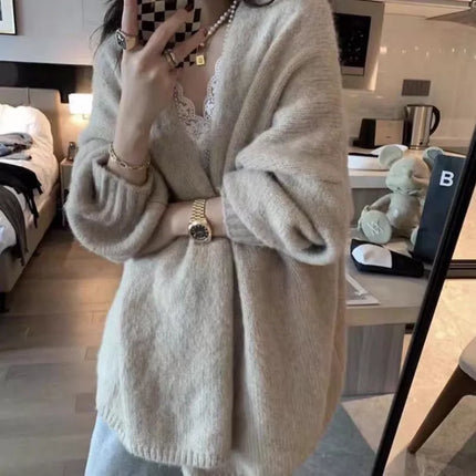 Women's Vintage Inspired Chunky Knit Cardigan | Cozy Thick Sweater Jacket | Warm Button-Up Outerwear | Stylish Loose Fit | Japanese Fashion Influence | Ideal for Cold Weather | EU Size Standard