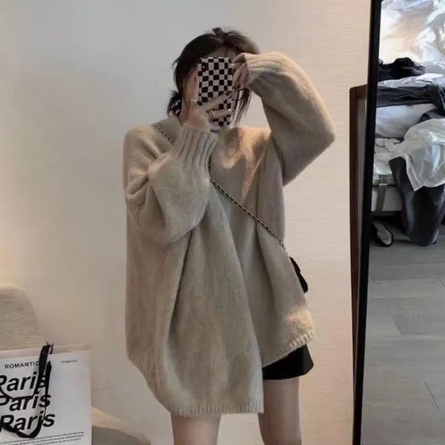 Women's Vintage Inspired Chunky Knit Cardigan | Cozy Thick Sweater Jacket | Warm Button-Up Outerwear | Stylish Loose Fit | Japanese Fashion Influence | Ideal for Cold Weather | EU Size Standard