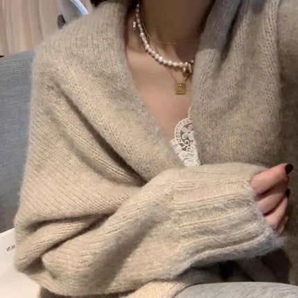 Women's Vintage Inspired Chunky Knit Cardigan | Cozy Thick Sweater Jacket | Warm Button-Up Outerwear | Stylish Loose Fit | Japanese Fashion Influence | Ideal for Cold Weather | EU Size Standard