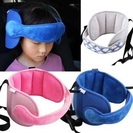 Child Car Seat Head Support Pillow | Adjustable Neck Support for Sleep | Polyester Material | Blue & Pink Options | Unisex | Ages 3+ | Universal Fit | Comfortable Travel Accessory | Hook & Loop Design
