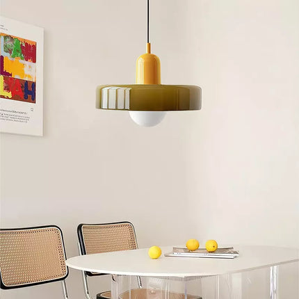 Bauhaus Pendant Light | Vivid Colored Glass | Modern Design | Functional Home Decor | Energy Efficient Lighting for Living Room, Dining Room, Bedroom