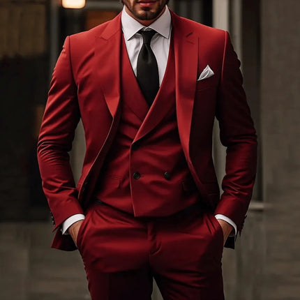 Harvey - 3-delige set voor heren bestaande uit een effen zakelijke blazer, gilet en pantalon - Visconte