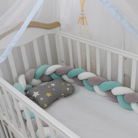 Soft Plush Braided Bed Bumper | Cozy Handcrafted Nursery Accessory | 2M/3M/4M Lengths | Skin-Friendly | Versatile Use | Easy Clean | Perfect for Baby Rooms