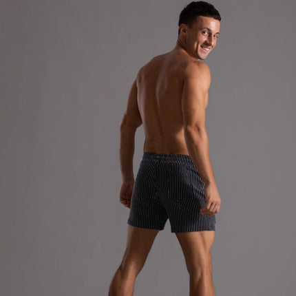 Men's Retro Polyester Ribbed Swim Shorts | Quick-Drying | Elastic Waist with Drawstring | Short Slim Fit | Inner Lining | Beige, Olive Green, Black