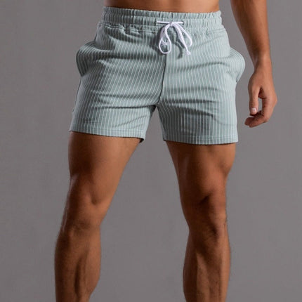 Men's Retro Polyester Ribbed Swim Shorts | Quick-Drying | Elastic Waist with Drawstring | Short Slim Fit | Inner Lining | Beige, Olive Green, Black