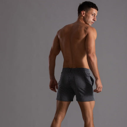 Men's Retro Polyester Ribbed Swim Shorts | Quick-Drying | Elastic Waist with Drawstring | Short Slim Fit | Inner Lining | Beige, Olive Green, Black