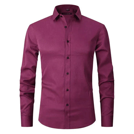 Wrinkle-Free Men's Dress Shirt | Long-Sleeve Button-Up | Classic Point Collar | Polyester-Cotton Blend | Men's Formal Shirt | Easy Care | Structured Fit | Available in Sizes S-4XL | Professional Appeal