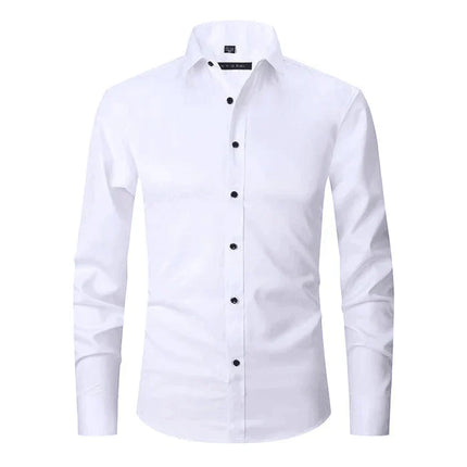 Wrinkle-Free Men's Dress Shirt | Long-Sleeve Button-Up | Classic Point Collar | Polyester-Cotton Blend | Men's Formal Shirt | Easy Care | Structured Fit | Available in Sizes S-4XL | Professional Appeal