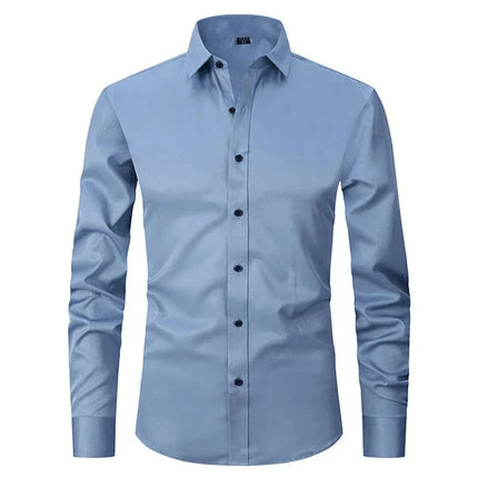 Wrinkle-Free Men's Dress Shirt | Long-Sleeve Button-Up | Classic Point Collar | Polyester-Cotton Blend | Men's Formal Shirt | Easy Care | Structured Fit | Available in Sizes S-4XL | Professional Appeal