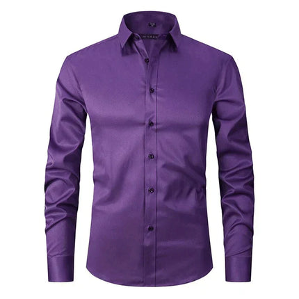 Wrinkle-Free Men's Dress Shirt | Long-Sleeve Button-Up | Classic Point Collar | Polyester-Cotton Blend | Men's Formal Shirt | Easy Care | Structured Fit | Available in Sizes S-4XL | Professional Appeal