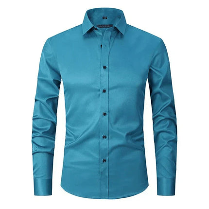Wrinkle-Free Men's Dress Shirt | Long-Sleeve Button-Up | Classic Point Collar | Polyester-Cotton Blend | Men's Formal Shirt | Easy Care | Structured Fit | Available in Sizes S-4XL | Professional Appeal
