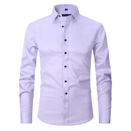 Wrinkle-Free Men's Dress Shirt | Long-Sleeve Button-Up | Classic Point Collar | Polyester-Cotton Blend | Men's Formal Shirt | Easy Care | Structured Fit | Available in Sizes S-4XL | Professional Appeal