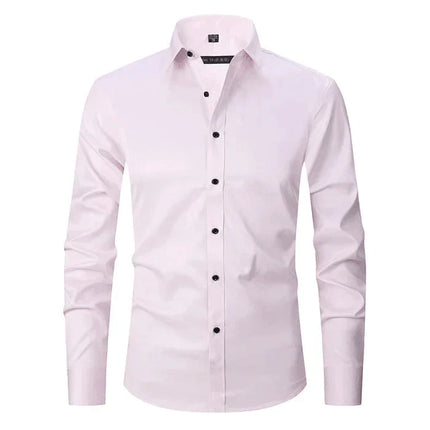 Wrinkle-Free Men's Dress Shirt | Long-Sleeve Button-Up | Classic Point Collar | Polyester-Cotton Blend | Men's Formal Shirt | Easy Care | Structured Fit | Available in Sizes S-4XL | Professional Appeal
