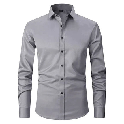 Wrinkle-Free Men's Dress Shirt | Long-Sleeve Button-Up | Classic Point Collar | Polyester-Cotton Blend | Men's Formal Shirt | Easy Care | Structured Fit | Available in Sizes S-4XL | Professional Appeal
