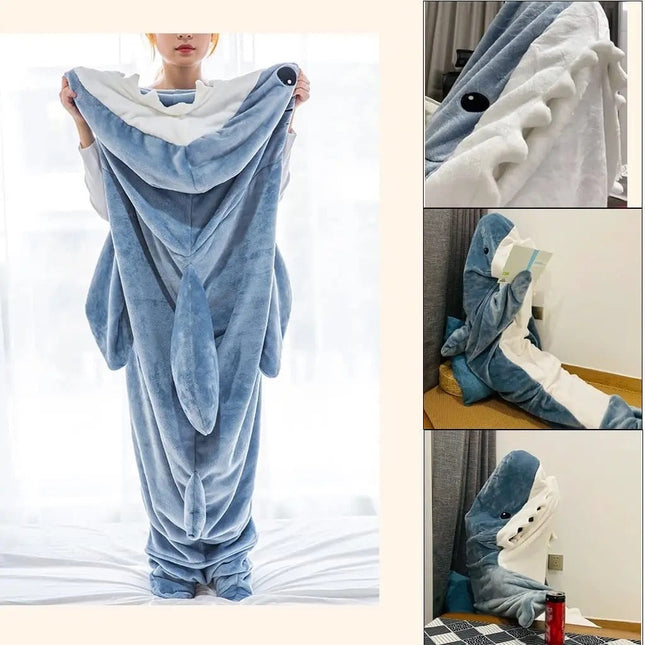 Wearable Shark Blanket | Soft Flannel Fleece | Realistic Design | Egyptian Cotton | Full-Body Cozy Snuggle | Five Sizes for All Ages | Perfect Gift for Sleepovers, Camping & More | Double-Sided Plush Warmth