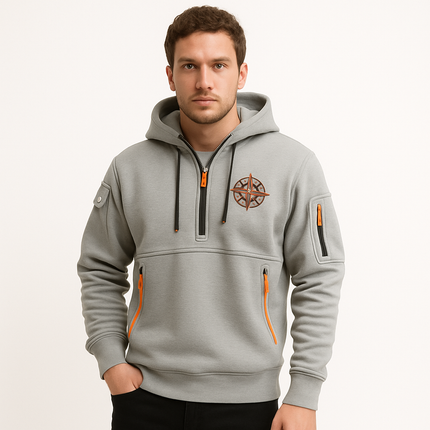 Armoire Melbourne Men's Casual Sports Multi-Zip Pullover | Embroidered Detailing | Secure Zip Pockets | Breathable Fabric | Regular Fit | Versatile for Gym & Daily Wear | Available in Multiple Colors