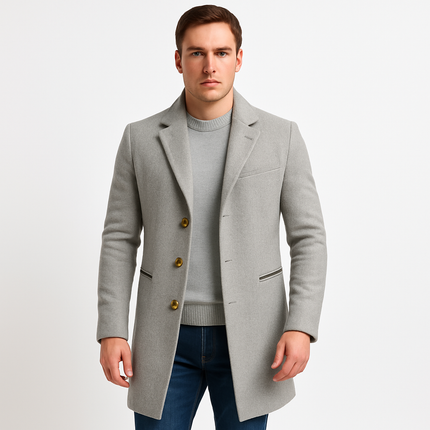 Mid-Length Buttoned Trenchcoat | Structured Silhouette | Classic Design | Breathable Everyday Outerwear | Versatile Styling for Professional & Casual Looks | Layering-Friendly | Timeless Wardrobe Staple