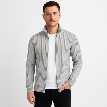 Men's Lightweight Ribbed Knit Cardigan | Versatile Colors | Effortless Style | Grey, Dark Gray, Blue, Black