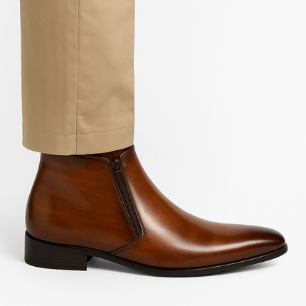 Men's Leather Ankle Boots | High-Quality Leather | Zip Closure | Sophisticated Design | Durable & Luxurious | Versatile Style | Comfortable for Office & Weekend Wear