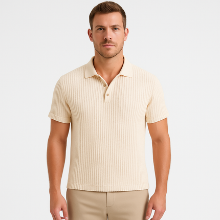 Men's Polo Shirt | Waffle Knit | High Stretch | Soft Breathable Fabric | Flexible Fit | Casual Versatile Style | Textured Design for Smart Casual Look