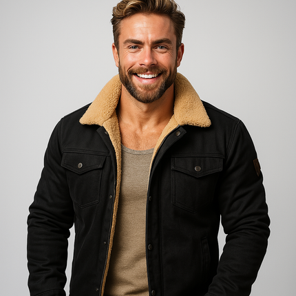 Hunter Bomber Jacket for Men | Windproof Cotton Outerwear with Thermal Wool Lining | Stylish and Functional with Pockets | Cozy Winter Wear