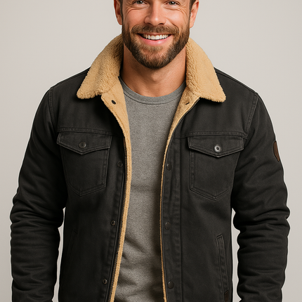 Hunter Bomber Jacket for Men | Windproof Cotton Outerwear with Thermal Wool Lining | Stylish and Functional with Pockets | Cozy Winter Wear