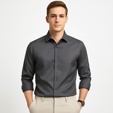 Men's Premium Silk Shirt | Long Sleeve | Slim Fit | Versatile Colors | Adjustable Cuffs | Structured Collar | Formal & Casual Wear | Luxury Dress Shirt for Professional Wardrobe