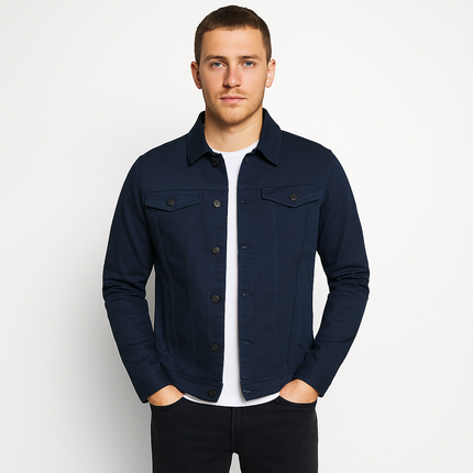 Armoire Melbourne Men's Casual Cotton Denim Jacket | Stylish Design | Perfect Fit | Functional Pockets | Durable Construction