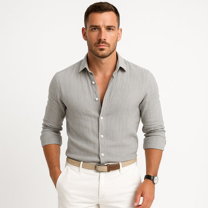Casual Men's Linen Blend Shirt | Button-Up Design | Versatile Day to Evening Wear | Breathable and Comfortable | Size S-5XL