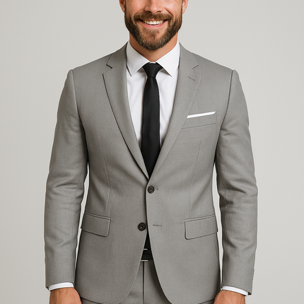 Men's Suit | Classic Fit | Two-Piece | Blazer & Tailored Trousers | Versatile | Weddings & Business | Single-Breasted | Notched Lapel | Adjustable Waist | Sizes XS-3XL | Black, Red, Grey, Blue | Polyester-Viscose