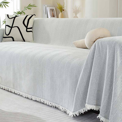 Herringbone Tassel | Soft Sofa Cover | Anti-Scratch Pet Friendly | Elegant Home Decor | Easy to Setup | Machine Washable | Luxurious Blanket Couch Protector | Versatile Style
