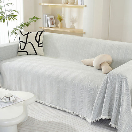 Herringbone Tassel | Soft Sofa Cover | Anti-Scratch Pet Friendly | Elegant Home Decor | Easy to Setup | Machine Washable | Luxurious Blanket Couch Protector | Versatile Style
